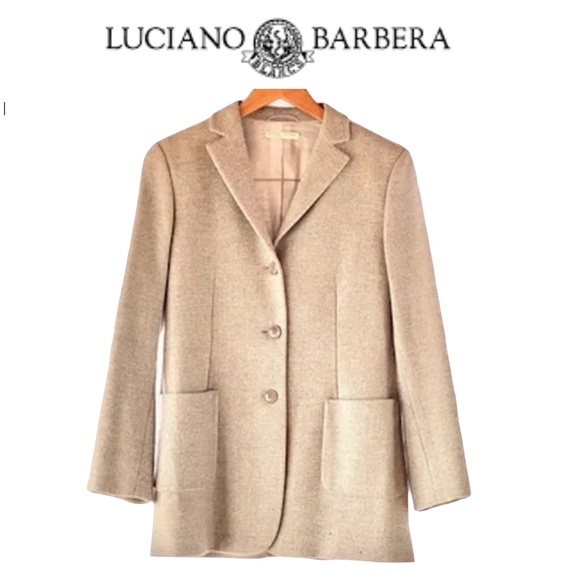 Luciano Barbera Jackets & Blazers - Luciano Barbera Taupe Greyish Tan Italian Blazer, Wool, Cashmere